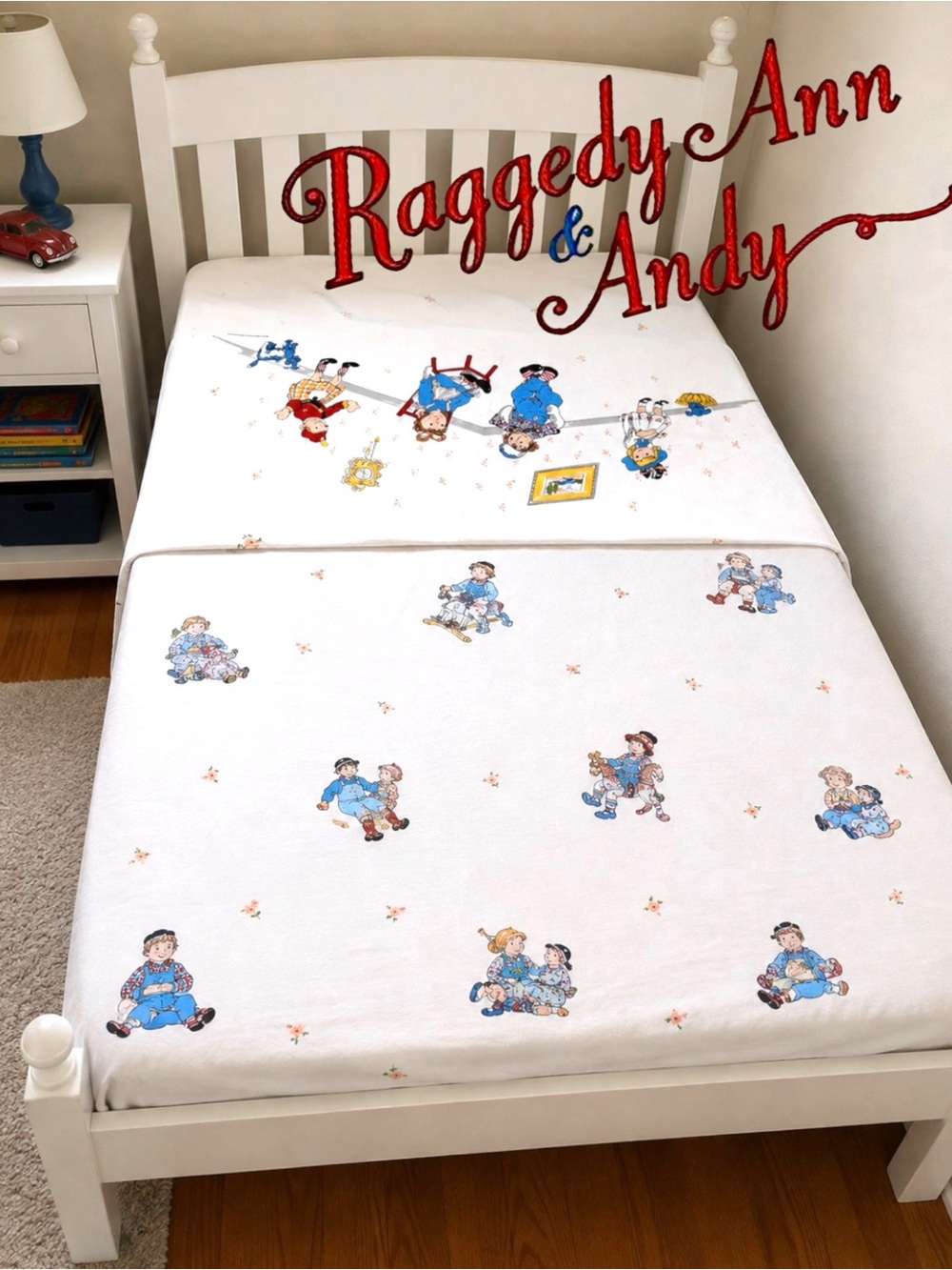 Vintage 60’s Wamsutta Raggedy Ann and Andy Twin Flat Sheet And Fitted Sheet
